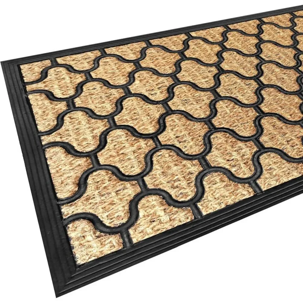 Geometric Entrance Door Mat, 100% Natural Coconut Husk Fibers & Non-Skid